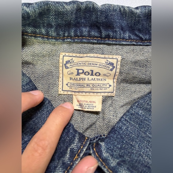 006 New Polo Ralph Lauren Blue Replen Collared Trucker Jacket damaged Sz 2XLT - Picture 9 of 11